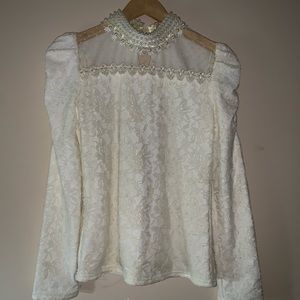 lace white ruffled shirt